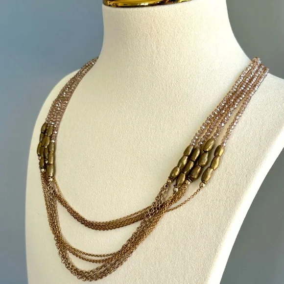 NEW Handmade Necklace - Brass/Labradorite Beads